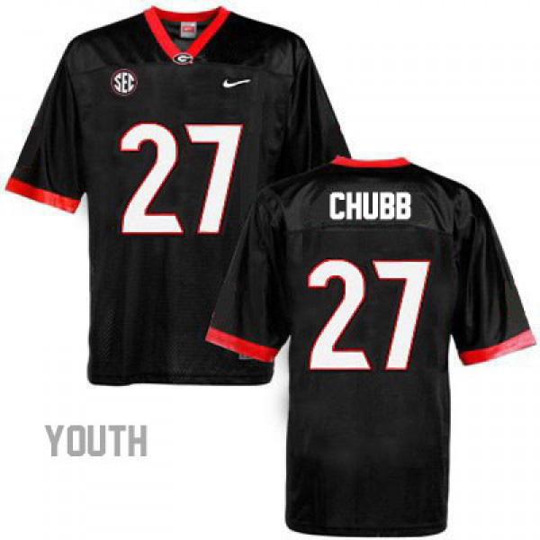 Youth Georgia Bulldogs Nick Chubb Youth #27 College Jersey - Black